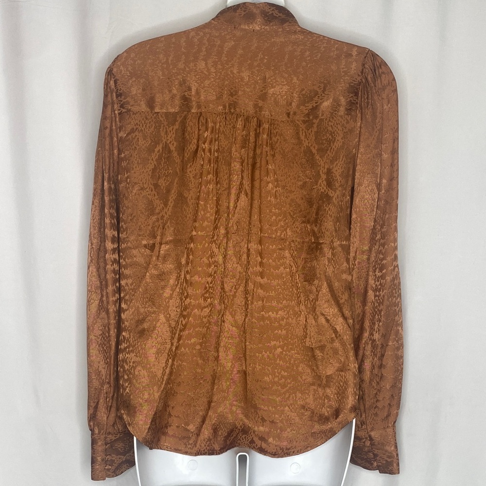 Express Brown Button Down Shirt with Bow - Picture 4 of 8